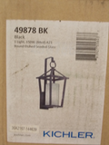 Kichler 49878bk 26 "H Splock de pared al aire libre, negro con vidrio sembrado grabado