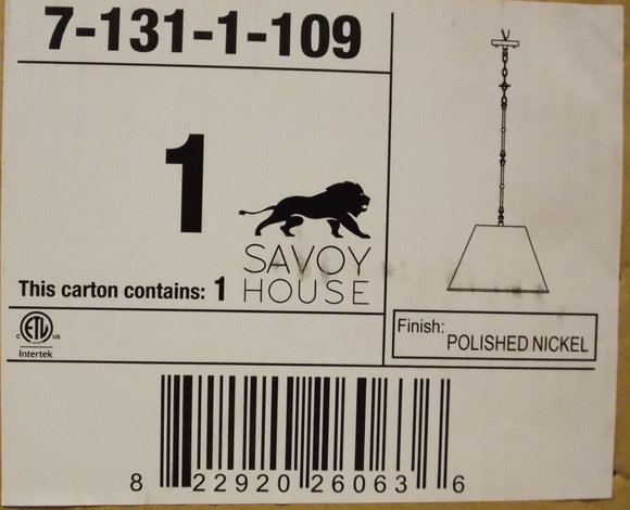 Savoy House 7-131-1-109 Alden 1 Light Pendant in Polished Nickel
