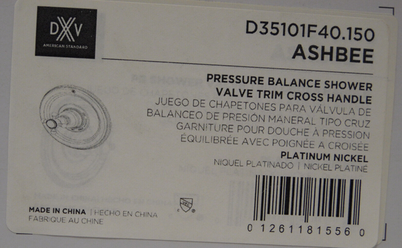 DXV D35101F40.150 Ashbee Pressure Balance Shower Valve Trim Only-Platinum Nickel