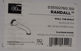 DXV D35102760.150 Randall Wall Mount Bathtub Spout, Nickel Platinum
