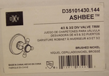 DXV D35101430.144 Ashbee 3/2 o 4/3 Midón de válvula de desviación solamente - Níquel cepillado