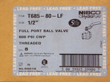 Nibco T-685-80-LF 1/2 in. Bronze Full Port NPT 600# Ball Valve ( Box of 8 )