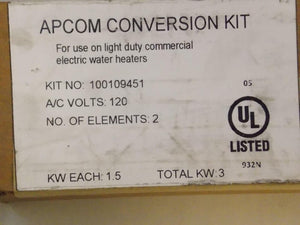 Discount clearance closeout open box and discontinued State HVAC | APCOM 100109451 , 2 Element 1500W/120V Light Duty Conversion Kit