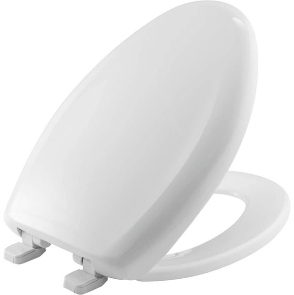 Discount clearance closeout open box and discontinued Bemis Faucets , Shower , Plumbing Fixtures and Parts | Bemis 1200TCA 000 Elongated Plastic Toilet Seat in White with Top-Tite Hinge