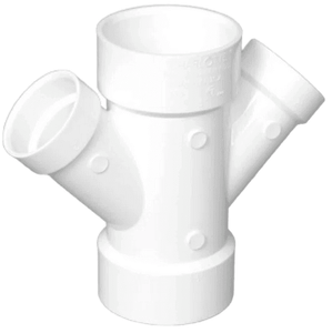 Discount clearance closeout open box and discontinued Charlotte Pipe Faucets , Shower , Plumbing Fixtures and Parts | Charlotte 612 PVC-dwv/NSF-dwv Double WYE Reducing Pipe