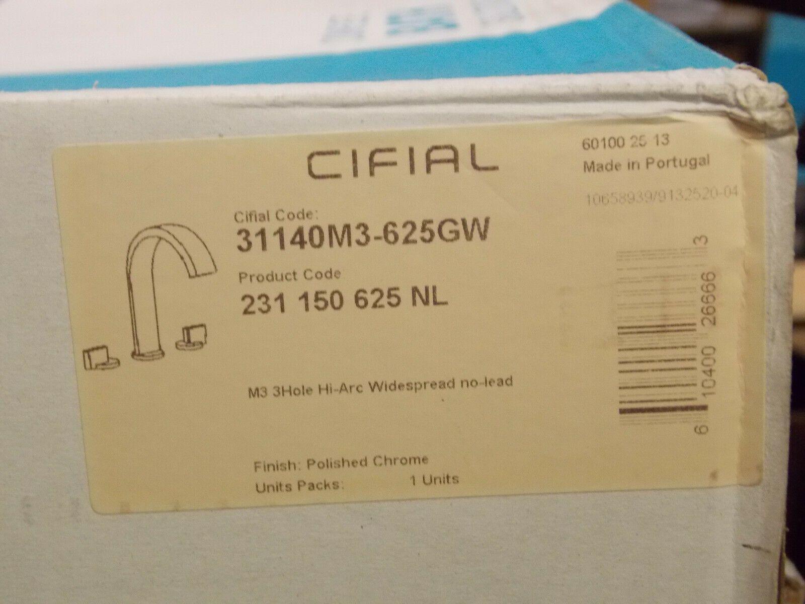 Discount clearance closeout open box and discontinued CIFIAL Faucets , Shower , Plumbing Fixtures and Parts | cifial 231.150.625 M3 3 Hole Hi-Arc Widespread w/clic clac drain Polished Chrome