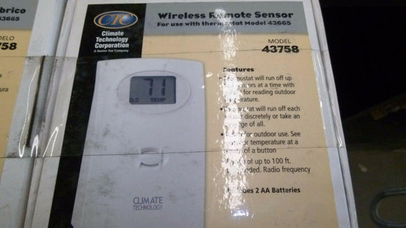Discount clearance closeout open box and discontinued CTC Electrical Parts | CTC Wireless Remote Sensor For Use With Thermostat Model 43665