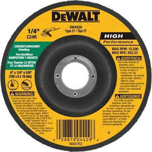 Discount clearance closeout open box and discontinued DEWALT Tools | DeWalt DW4429 4-Inch Concrete/Masonry Cutting & Grinding Wheel