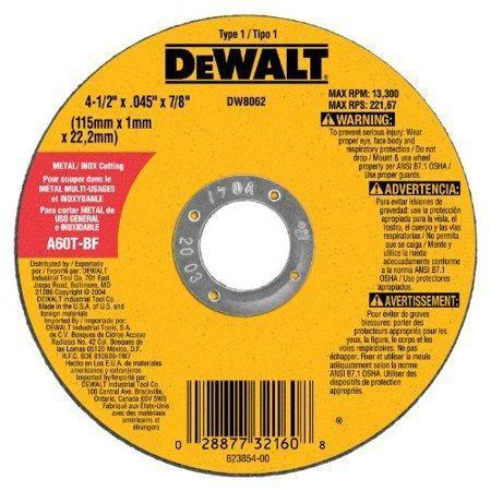Discount clearance closeout open box and discontinued DEWALT Tools | DEWALT DW8062 Cutting Wheel