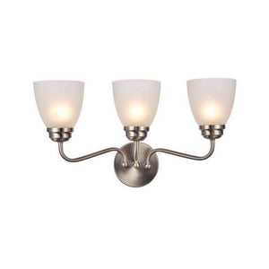 Discount clearance closeout open box and discontinued Elegant Lighting Lighting Fixtures | Elegant Lighting LD8001W22 Bale 3 Light 12-1/8" Tall Wall Sconce with Glass Shad in Brushed Nickel