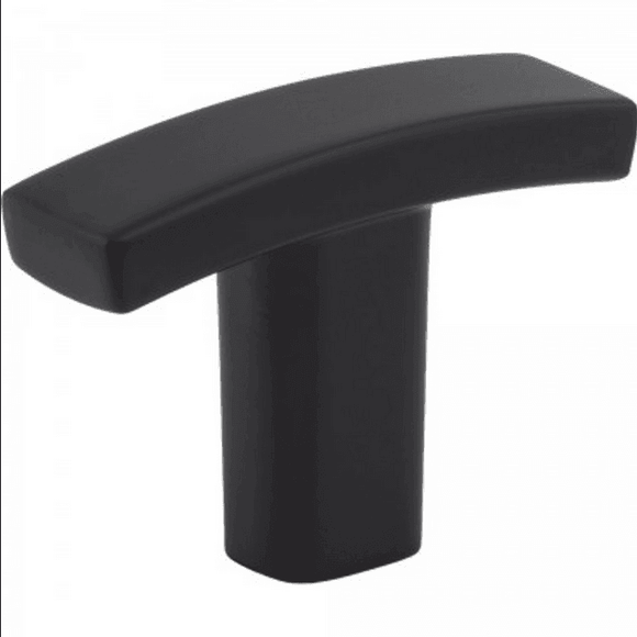 Discount clearance closeout open box and discontinued Hardware Resources Hardware | Elements 859T-MB Thatcher 1-1/2 T-Shaped Cabinet Knob, Matte Black (Box of 25)