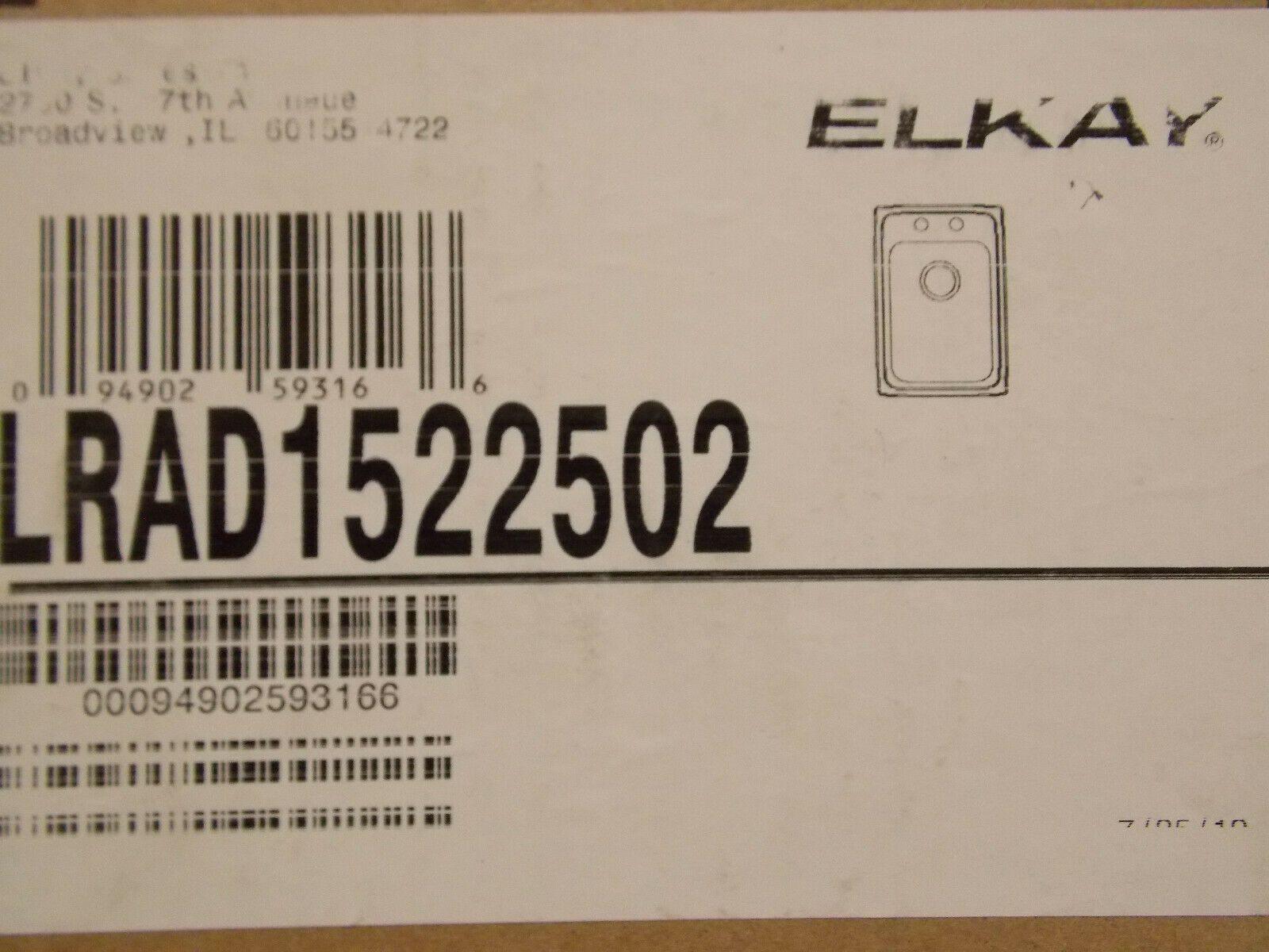 Discount clearance closeout open box and discontinued Elkay Faucets , Shower , Plumbing Fixtures and Parts | Elkay LRAD1522502 Gourmet (Lustertone) Stainless Steel Single Bowl Sink