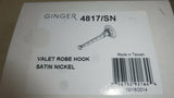 Discount clearance closeout open box and discontinued Ginger Faucets , Shower , Plumbing Fixtures and Parts | Ginger 4817/SN Satin Nickel Eavon Valet Robe Hook