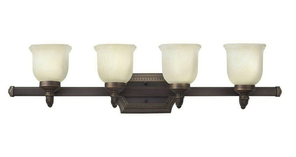 Discount clearance closeout open box and discontinued Hinkley Lighting Lighting Fixtures | Hinkley Lighting Olde Bronze 4 Bathroom Vanity Light Solid Cast Brass Bath Wall Spanish Alabaster Glass