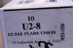 Discount clearance closeout open box and discontinued JB Industries | JB U2-8 1/2" SAE Flare Union