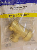 Discount clearance closeout open box and discontinued Jones Stephens Faucets , Shower , Plumbing Fixtures and Parts | Jones Stephens C77446LF 1" x 1" x 3/4" PlumBite Push On Reducing Tee - Brass
