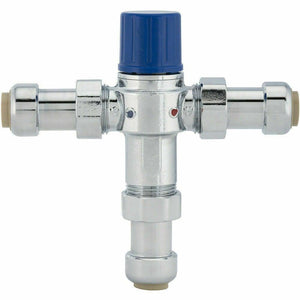 Discount clearance closeout open box and discontinued Jones Stephens Faucets , Shower , Plumbing Fixtures and Parts | Jones Stephens C77469LF 3/4" PlumBite Push On Thermostatic Mixing Valve, Brass