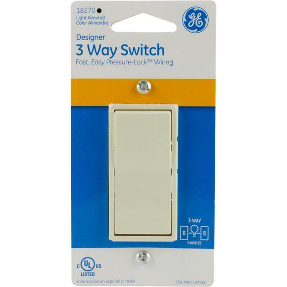 Discount clearance closeout open box and discontinued GE | Lot 0f x25 GE Designer/Decora Light Almond single or 3-way Switch