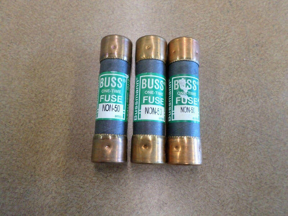 Discount clearance closeout open box and discontinued Bussmann | Lot of 3 Bussmann NON-50 One Time Fuses