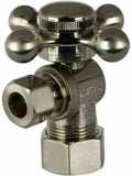 Discount clearance closeout open box and discontinued Monogram Brass Faucets , Shower , Plumbing Fixtures and Parts | Monogram Brass MBX139032 Shut-Off Valve 1/4 Turn 5/8" OD x 3/8" OD, Brushed Nic