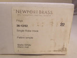 Discount clearance closeout open box and discontinued Newport Brass Faucets , Shower , Plumbing Fixtures and Parts | Newport Brass 36-12/52 Priya Single Robe Hook , Matte White Finish