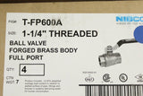 Discount clearance closeout open box and discontinued Nibco | Nibco T-FP600A 1-1/4"Threaded Full Port Brass Ball Valve 250PSI 5G 125G Lot of 4