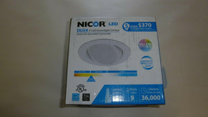 Discount clearance closeout open box and discontinued NICOR Lighting Fixtures | NICOR DLG4-10-120-3K-WH White 4" 3K Adjustable LED Downlight Gimbal Retrofit Kit