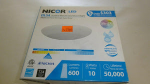 Discount clearance closeout open box and discontinued NICOR Lighting Fixtures | NICOR DLS4-2006-120-3K-WH White 10W 3000K 4" LED Surface Mount Downlight