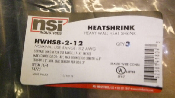 Discount clearance closeout open box and discontinued NSI | NSI Industries Hvy Wall Heat Shrink, 12 in. 8-2, PK3