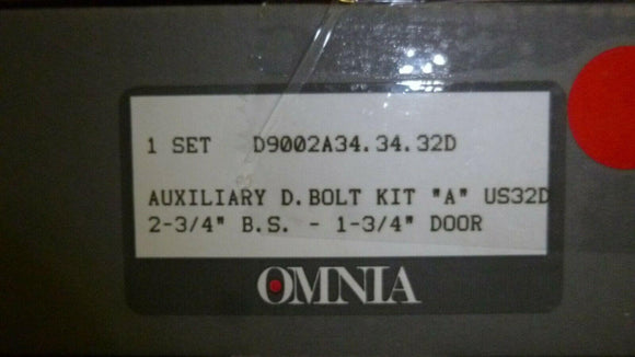 Discount clearance closeout open box and discontinued Omnia | Omnia D9002A34.34.32D Satin Stainless Steel Single Cylinder Auxilary Deadbolt