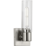 Discount clearance closeout open box and discontinued Progress Lighting Wall Light Fixtures | Progress Lighting 1-Light Bath Vanity P300299-009 Clarion - Brushed Nickel
