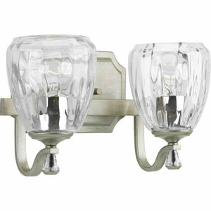 Discount clearance closeout open box and discontinued Progress Lighting Lighting Fixtures | Progress Lighting P300117-134 2-Light 14"W Bathroom Vanity Light, Silver Ridge