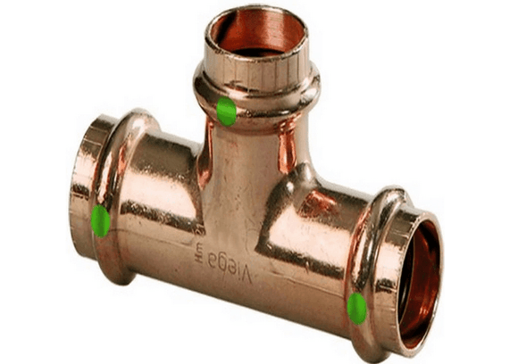 Discount clearance closeout open box and discontinued Viega Faucets , Shower , Plumbing Fixtures and Parts | Viega 22228 ProPress Zero Lead Copper Tee with 2
