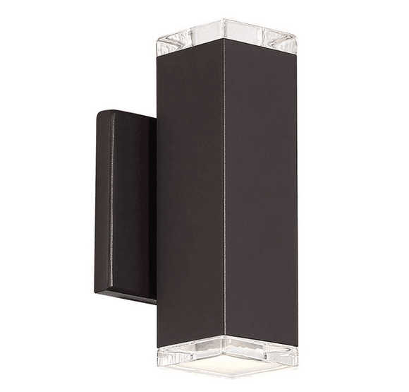 Discount clearance closeout open box and discontinued WAC Lighting Lighting Fixtures | WAC Lighting WS-W61808-BZ BLOCK 2LGT 8IN. outdoor Sconce 3000K