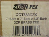 Discount clearance closeout open box and discontinued ZURN | Zurn Pex QQT883DZX 2" x 2" x 1/2" DZR Brass Barbed Tee